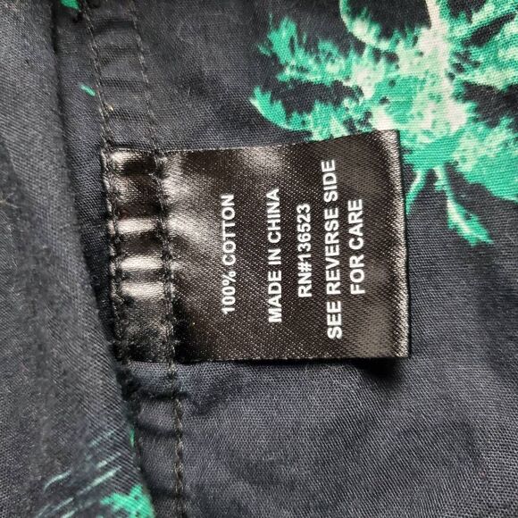 BKLYNSURF Men’s Button Up Shirt Large Black Green Palm Tree Print Short Sleeve 1 - Picture 5 of 7